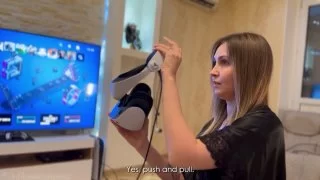Russian stepmom breaks taboo in reality and fucking with stepson in VR